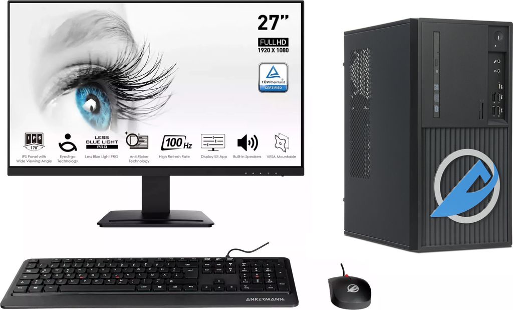 ANKERMANN-PC Business Silent CAD Workstation PC (Intel Core I7 8700, Quadro M4000, 32 GB RAM, 2000 GB HDD, 500 GB SSD, Luftkühlung), Desktop PC
