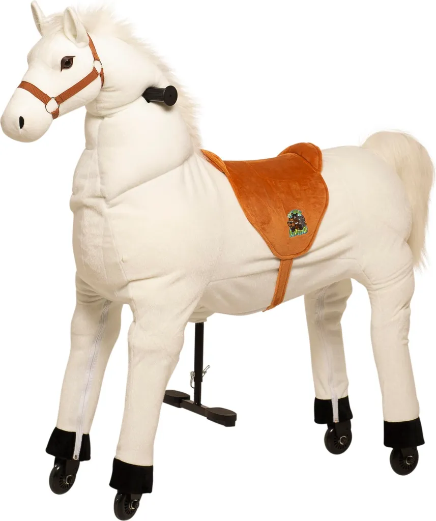 Grand Cheval à Chevaucher Blanc Snowy XL avec Selle Hauteur de 80 cm