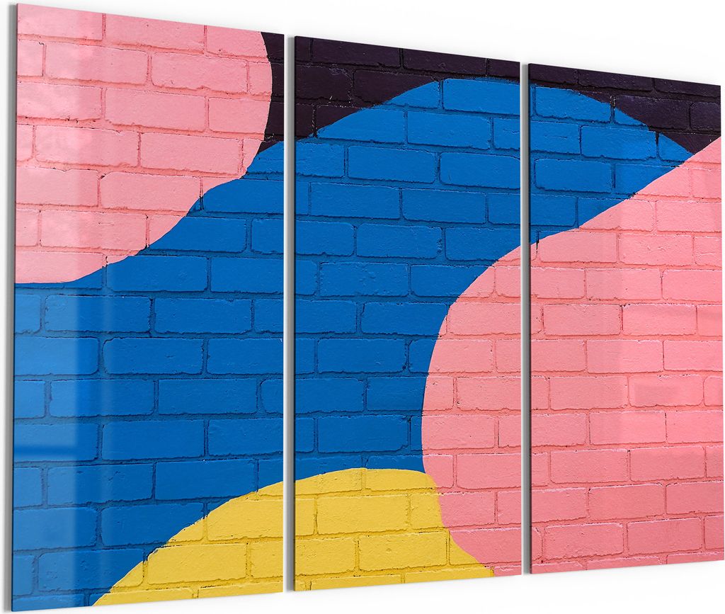 DEQORI Glasbild Echtglas 3x50x100 cm 'Bogen & Blöcke' Wandbilder XXL groß