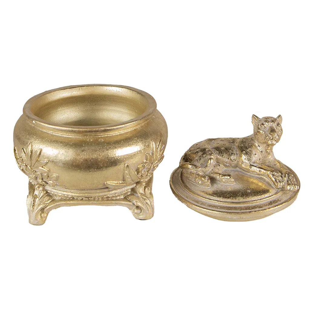 Boîte à bijoux Léopard Or Clayre & Eef en polyrésine Ø 13x14 cm Chic - 2