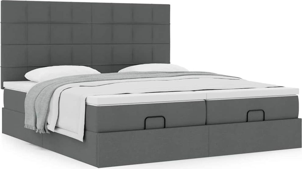 Ottoman-Bett mit Matratzen Dunkelgrau 160x200 cm Stoff