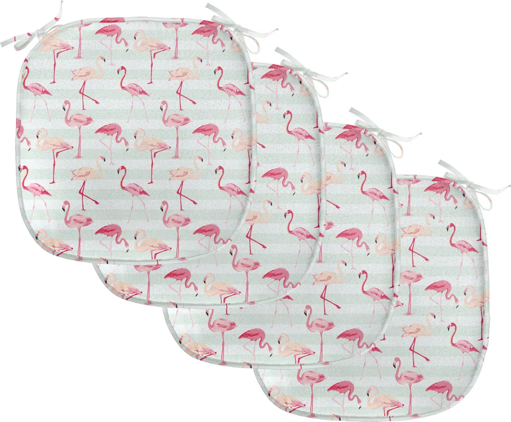 Lot de 4 Coussins de Chaise Flamingo ABAKUHAUS 40x40 cm Pastel Jungle
