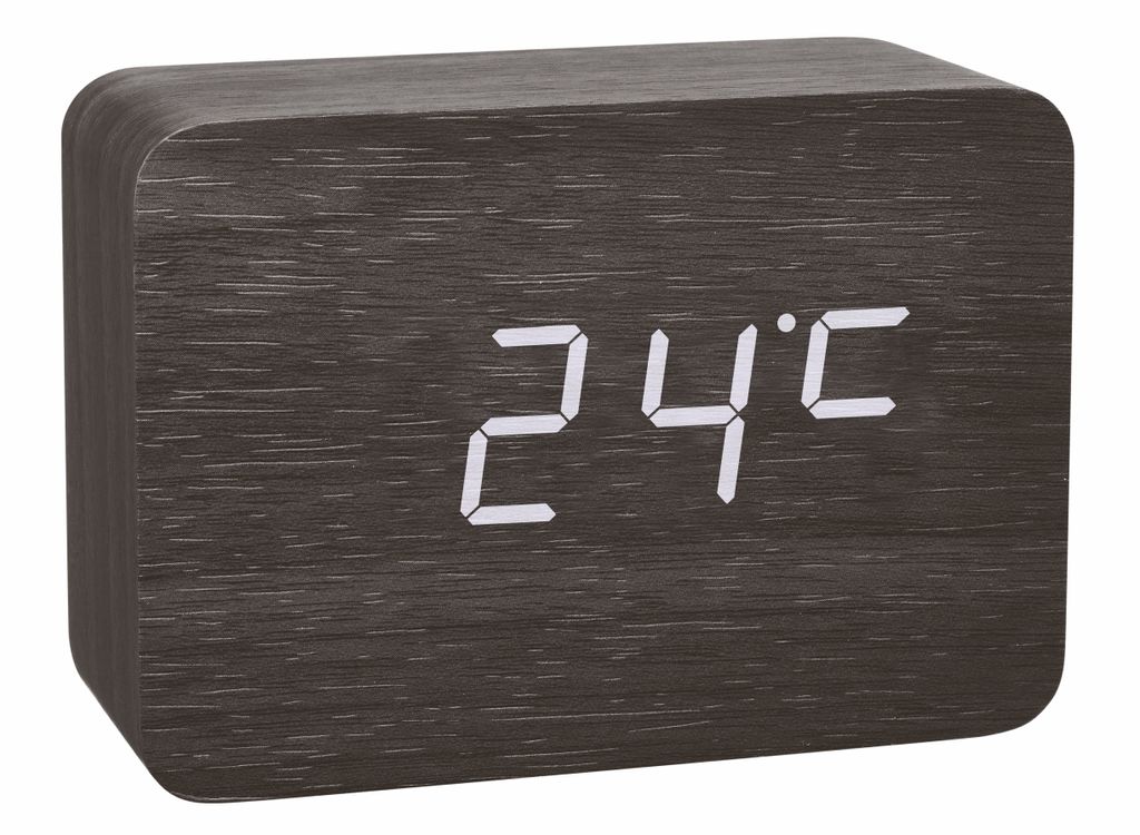 Funk-Wecker CLOCCO, digital, Holzoptik, schwarz, Produktbild 