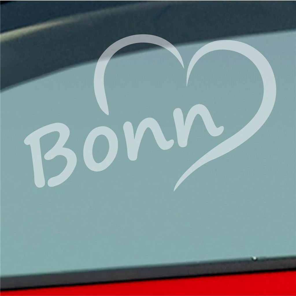 Auto Aufkleber Bonn Herz Stadt City Heart Liebe Love 13x8 cm Milchglas Sticker Heckscheibenaufkleber