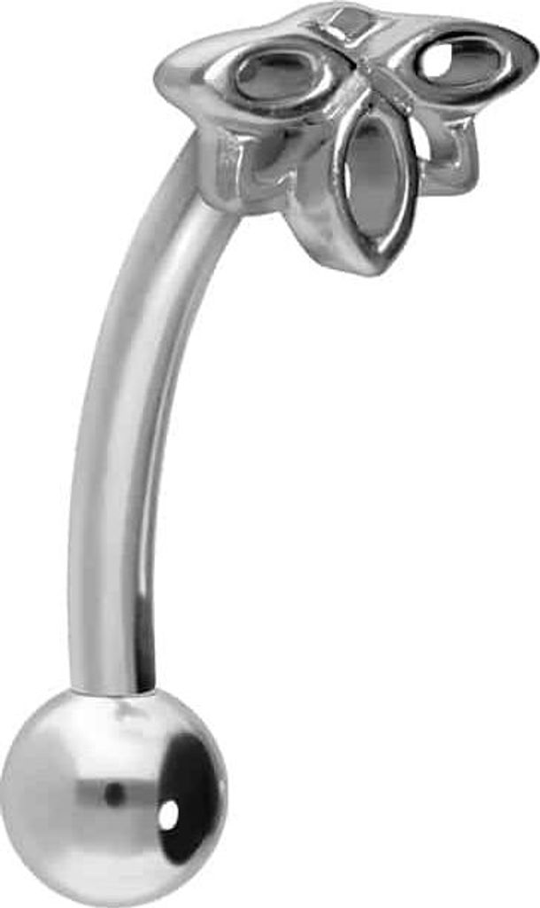 Bauchnabel-Piercing, Rook Piercing Titan Banane mit Push Fit LOTUSBLÜTE Silber Stablänge: 8mm