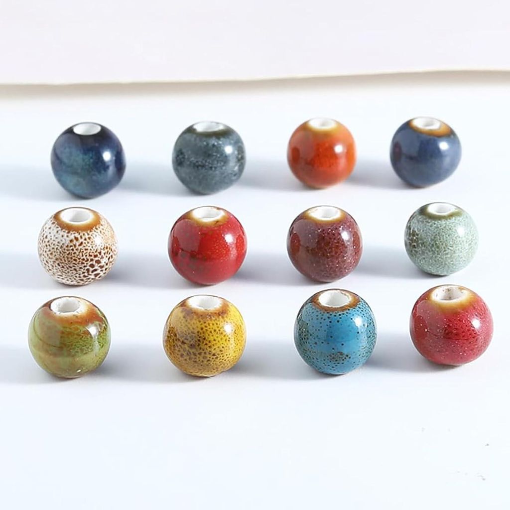 Bunte keramische Perlen - vielseitig für Schmuck und Dekorationen - Set von 200