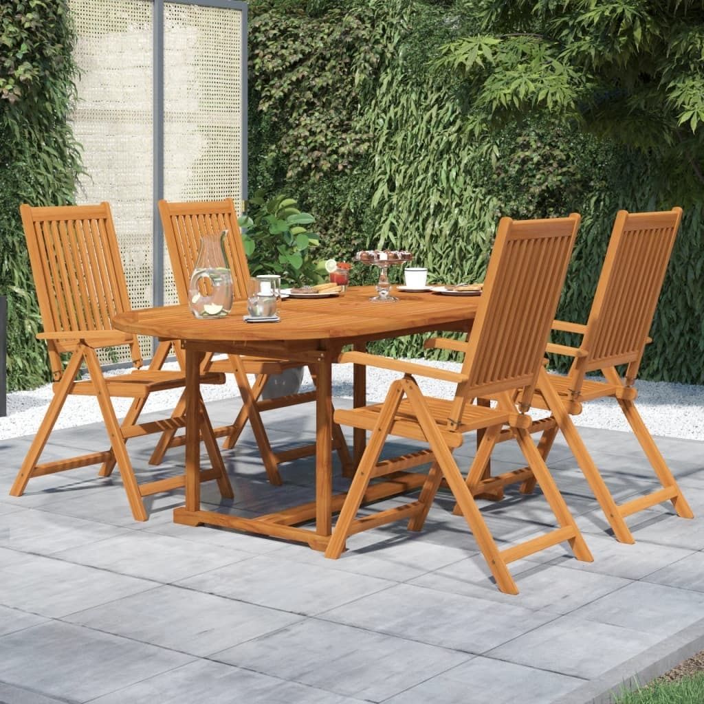 Maison Exclusive - 5-tlg. Garten-Essgruppe Massivholz Akazie 120-170 cm