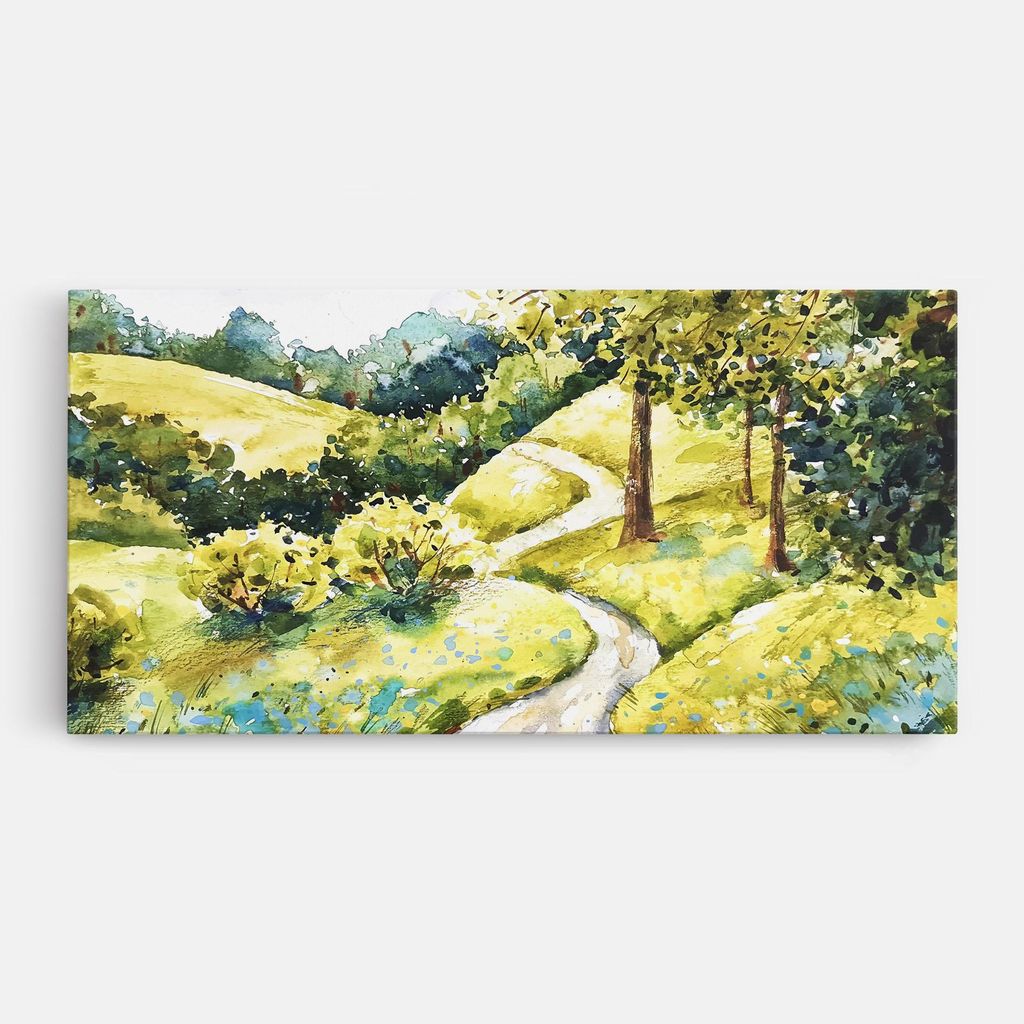 ARTHUB Leinwandbild 40x80 cm, Fresh Spring View | Wohnzimmerdekoration, Hängende Bilder, Wanddekoration, Heimdekoration, Landschaften, Frühling