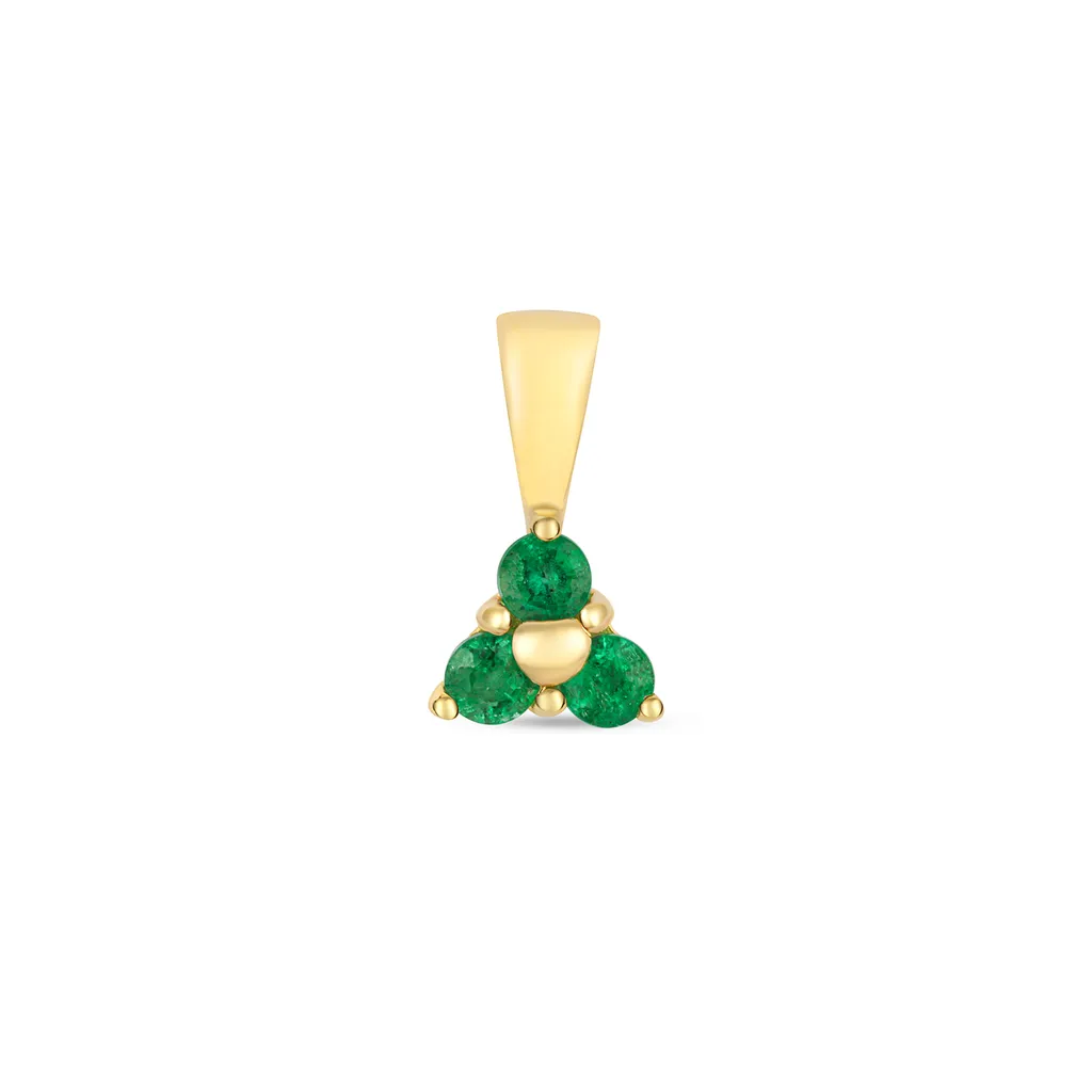 Collier Pendentif en Or Jaune et Émeraude Verte pour Femme - 10mm