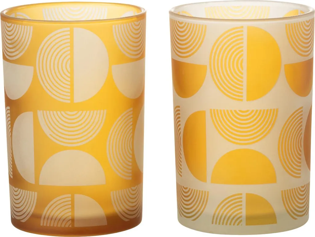 Photophore en Verre Orange contre Lumière Froide - Lot de 2 Taille Large