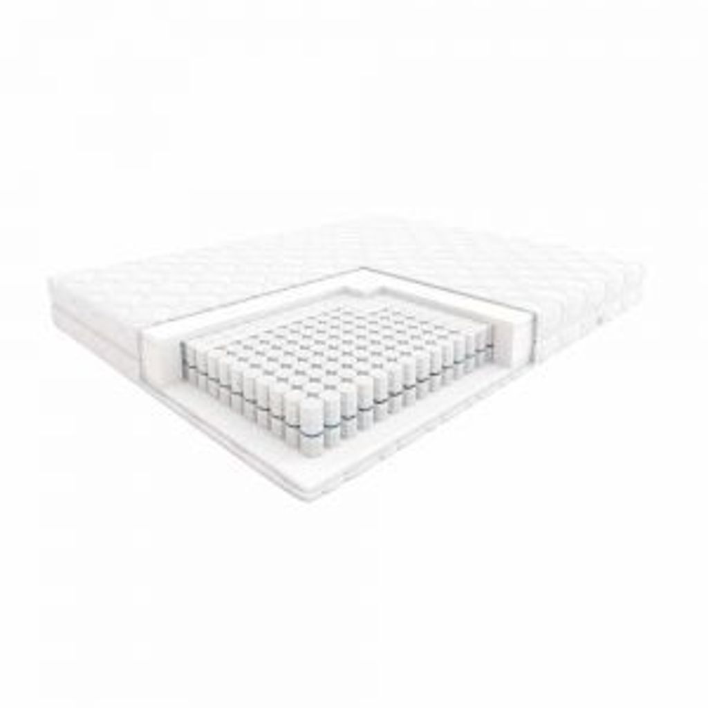 A cutaway view of a mattress showing its internal spring structure.