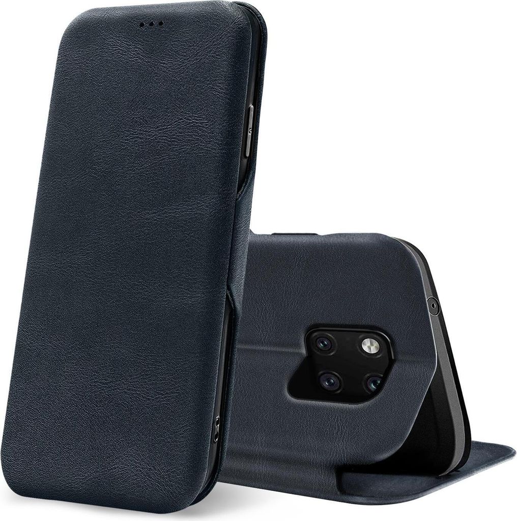 Conie Retro Klapp Tasche für Huawei Mate 20 Pro Kartenfach Hülle Rundumschutz in Blau