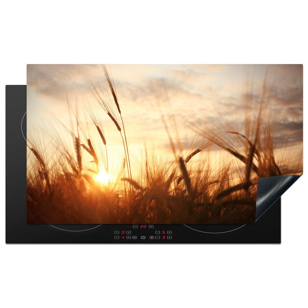 KitchenYeah Herdabdeckplatte Schilf - Gras - Sonnenuntergang - Natur - Horizont , 91x52cm, Küche Deko, Glaskeramikkochfeld Herdabdeckung, Abdeck...