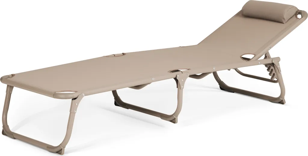 Bain de soleil pliable relax avec matelas taupe pour terrasse et jardin