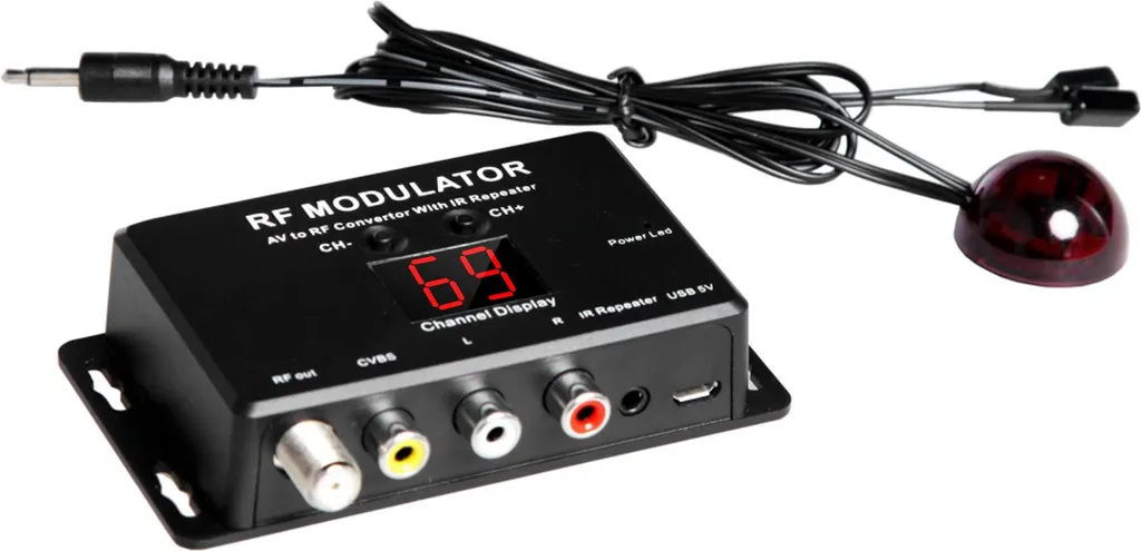 Modulateur RF Compact UHF avec report infrarouge - Signal AV vers Coax