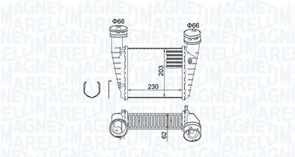 MAGNETI MARELLI 351319205210 Ladeluftkühler LLK für VW PASSAT Variant (3B6) Turbo Intercooler