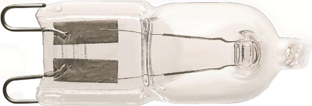 A close-up studio shot of a halogen light bulb.