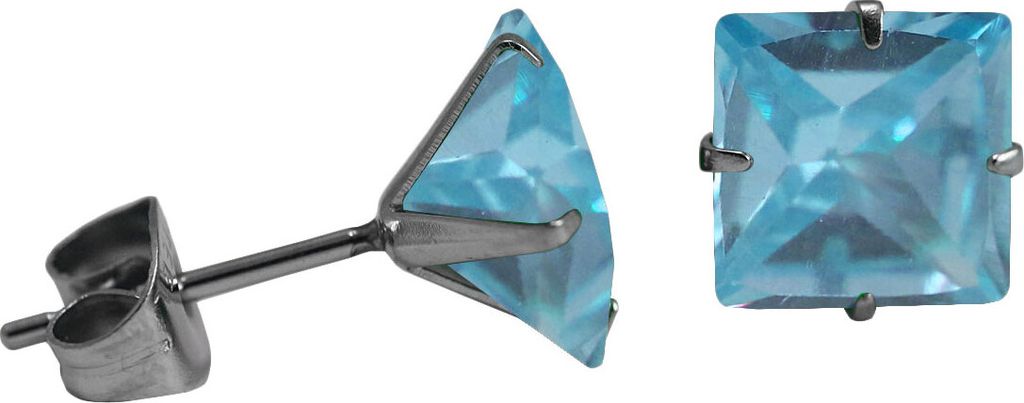316L Chirurgenstahl Ohrstecker mit Quadrat in verschiedenen Farben Größe - 5 mm Farbe - Hellblau
