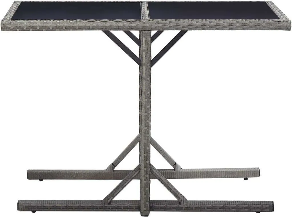 vidaXL Tavolo da giardino antracite 110x53x72 cm in vetro e poly rattan