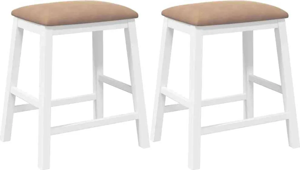 Sgabelli Bar Bianco Legno Massiccio con Cuscino Set 2 pz per Cucina