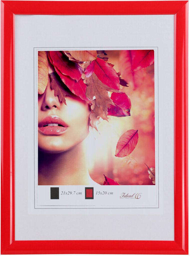 Moderner Bilderrahmen mit echtem Glas für wertvolle Erinnerungen Bilder Foto Rahmen mit abgerundetem Profil - Farbe: Rot | Format: 50x50