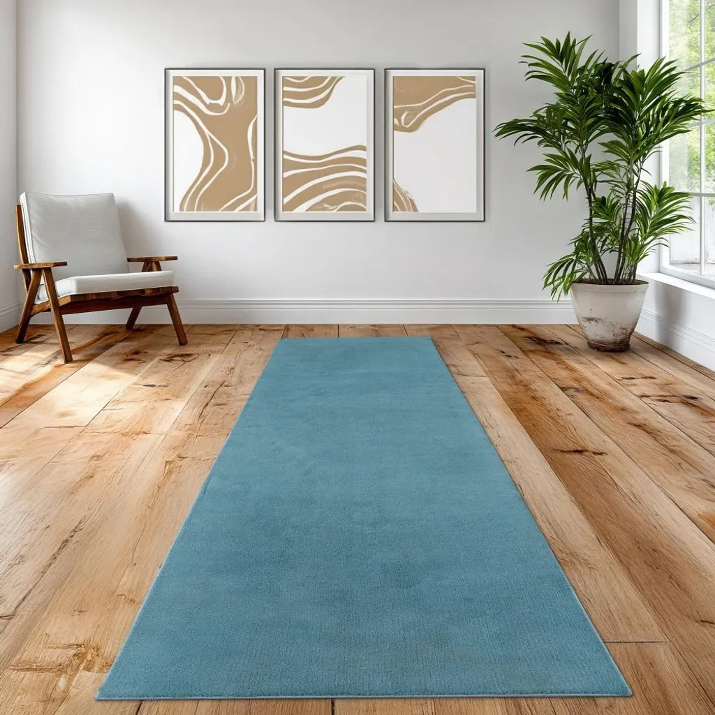 Tapis de salon turquoise moderne 80x150 cm doux et facile à nettoyer