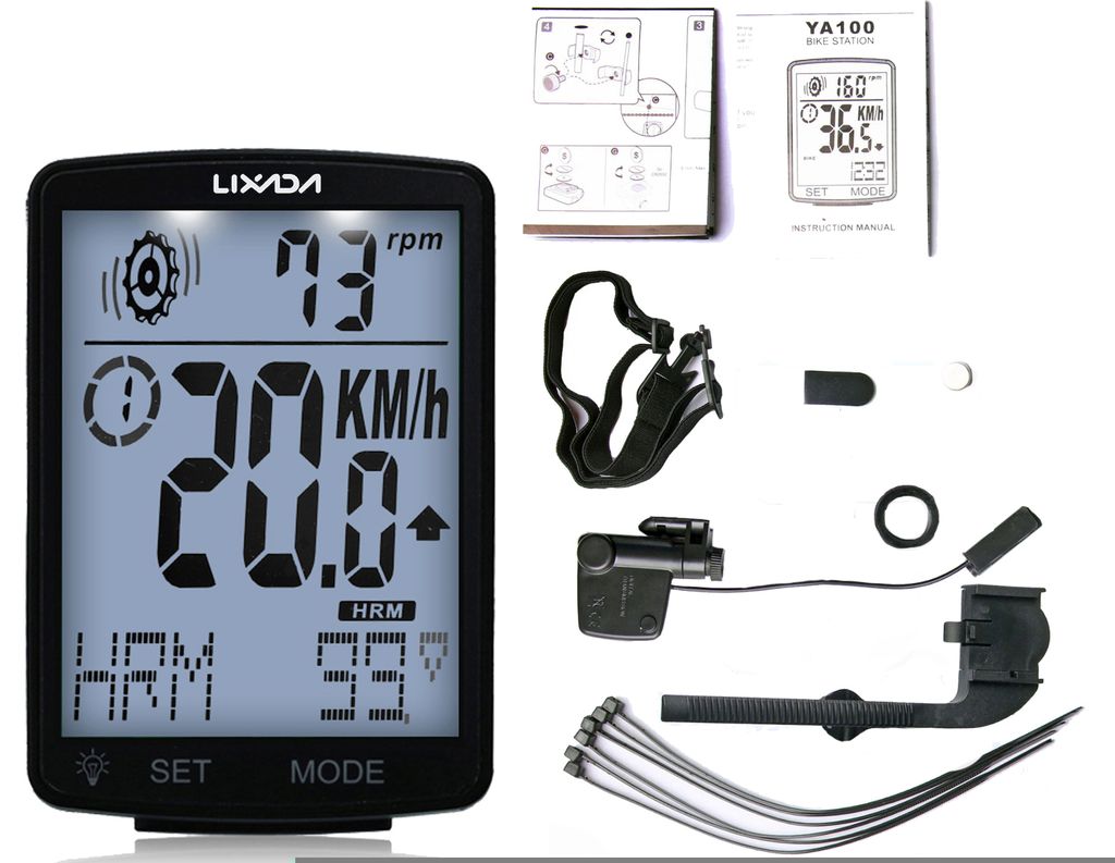 LIXADA 3 in 1 Drahtloser Fahrradcomputer Multifunktionaler LCD-Bildschirm Fahrradcomputer mit Herzfrequenzsensor Mountainbike-Tachometer Kilometerz...