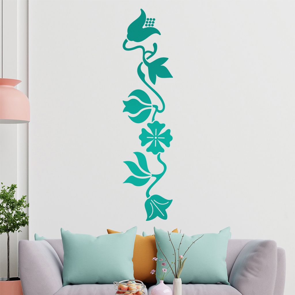 große Blüten und Blätter Wandtattoo in 6 Größen - Wandaufkleber Wall Sticker - Dekoration, Küche, Wohnzimmer, Schlafzimmer, Badezimmer
