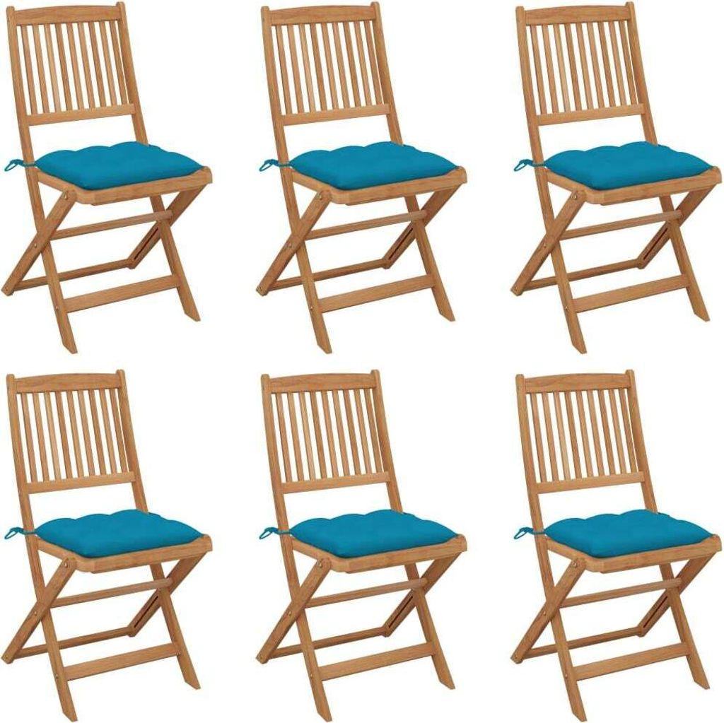 Klappbare Gartenstühle 6 Stk. mit Kissen Massivholz Akazie Produktbild 
