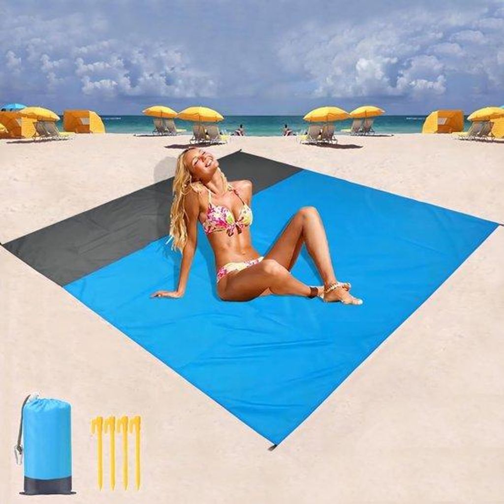 Wasserfeste Picknickdecke - 210 x 200 cm - tragbare Strandmat für Reisen, Camping, Wandern - Urlaub und mehr Strandmat mit Rückenlehne