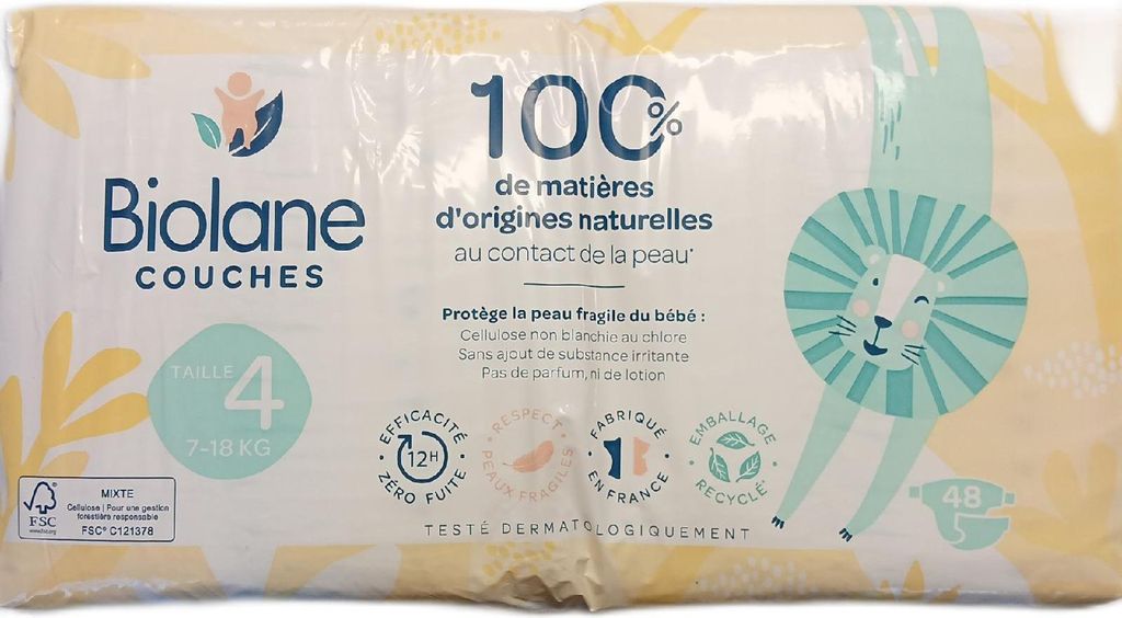 Couches BIOLANE taille 4 7-18 kg Peau sensible Ultra Image du produit 