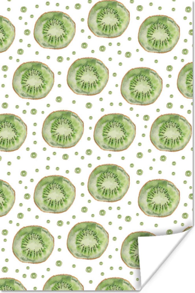 MuchoWow Poster Kiwi - Aquarell - Muster 20x30 cm - Papierdruck