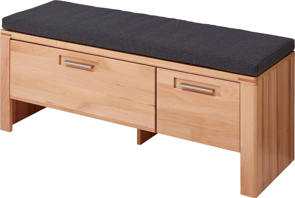 Schuhbank >Nature One< inkl. Kissen, 1 Klappe,Kernbuche teilmassiv - 120x48x40cm (B/H/T)