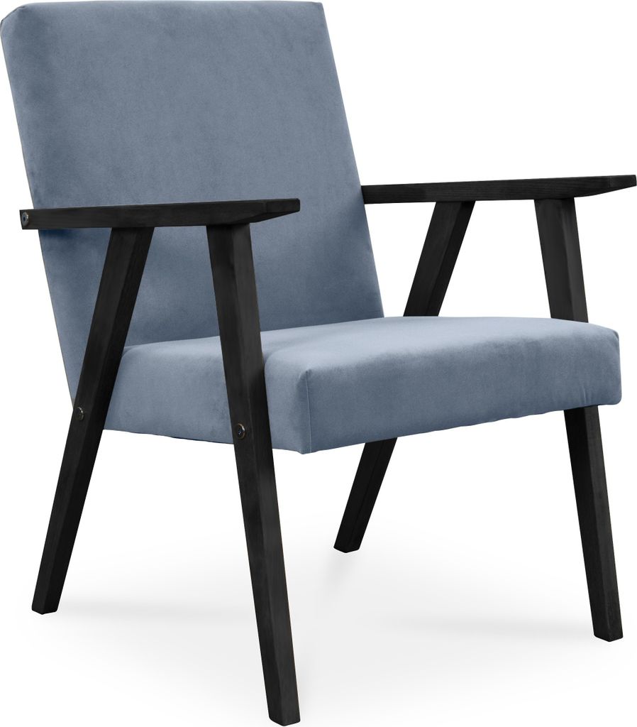 BETTSO Sessel Gepolsterter Cocktailsessel LISEK Blau Beine in Schwarz