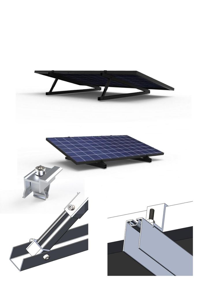 PV Solar Modulhalterung ALU für Geländer, Flachdach und Wand