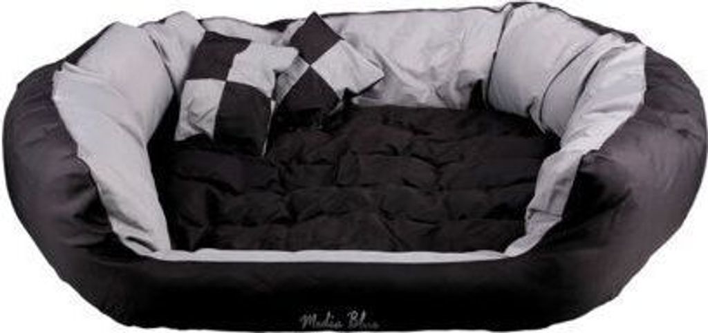 Hundebett - Hundekissen - Hundesofa abwischbar mit Wendekissen Black / Gray Grösse L
