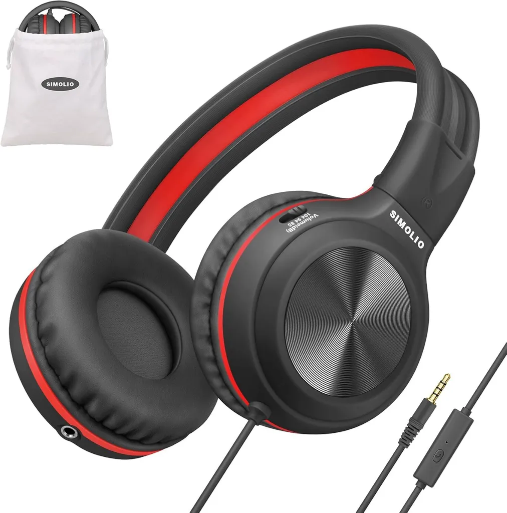 con cavo per adolescenti, cuffie cablate da 1,5 metri con microfono e controllo del volume per ragazzi, over-ear, 85dB 94dB 104dB selettore del volume -SM-904