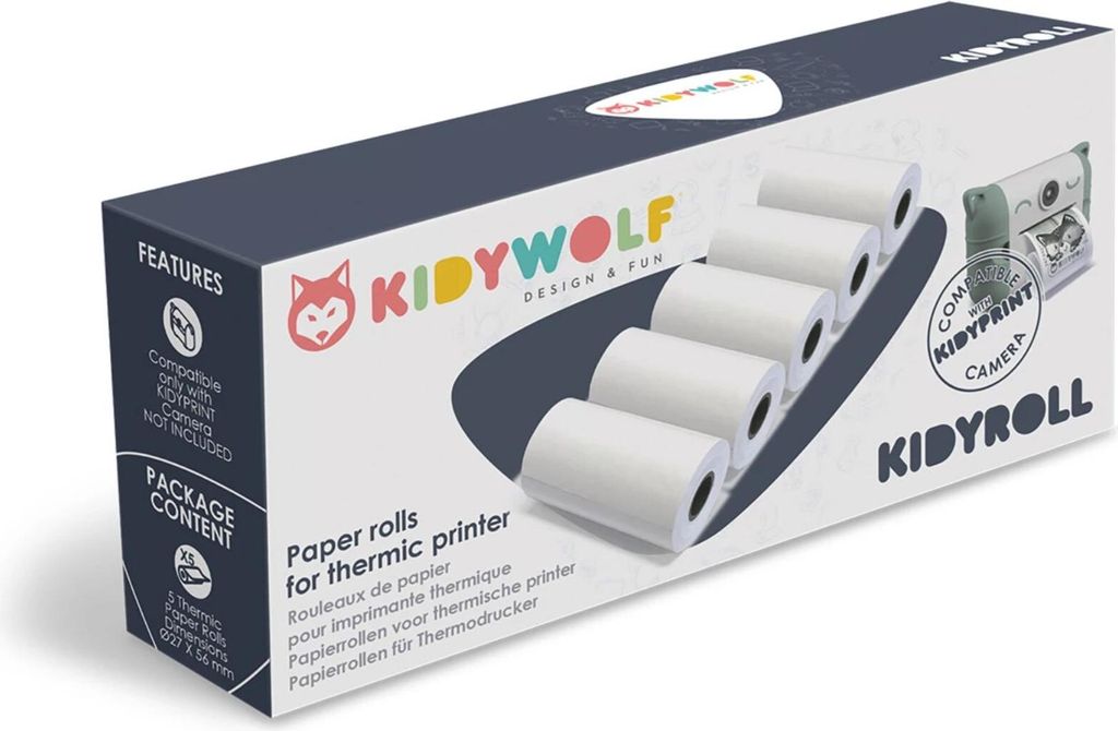 Kidywolf Carta normale per fotocamera istantanea 5 rotoli Immagine del prodotto 
