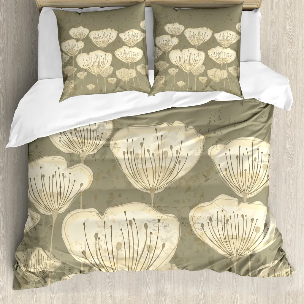 Copripiumino Anallergico ABAKUHAUS Fiori Pastello per Letto Matrimoniale