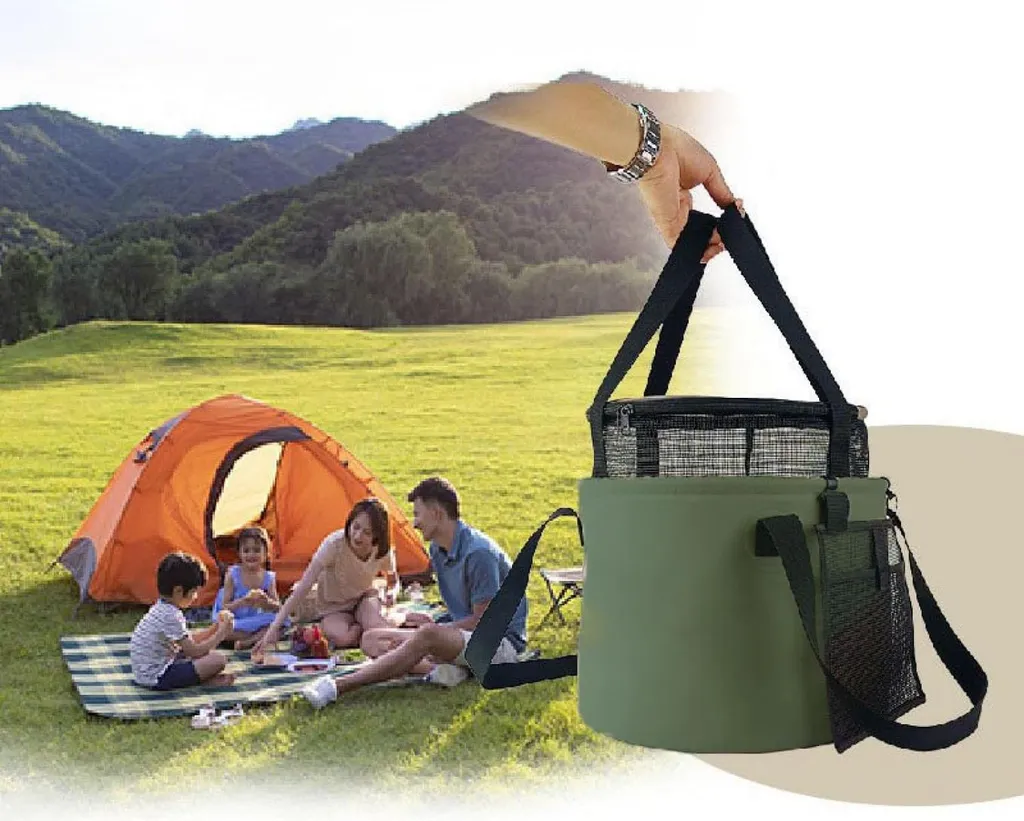 Seau de camping portable et pliant 20L - Récipient d'eau rétractable - 4