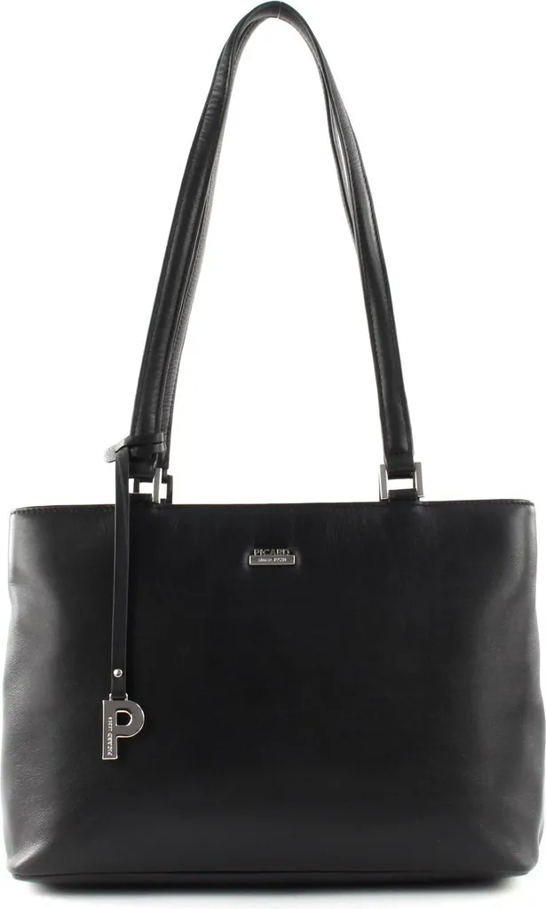 Sac shopper Picard noir grand volume avec fermeture éclair zippée