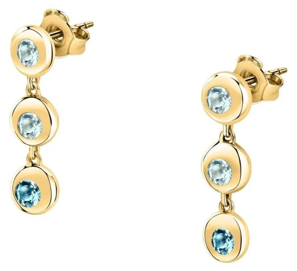 Boucles d'oreilles plaquées or et topaze bleue véritable SAXN18
