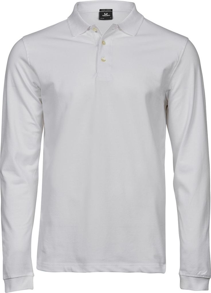 Tee Jays - "Luxury" Poloshirt für Herren, Stretch, Langärmlig RW10917 (3XL) (Weiß)