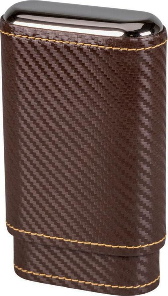 Zigarrenetui 3er d' braun carbonfinish, aus Leder