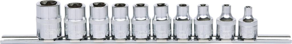 KS Tools 918.3955, Steckschlüssel-Satz, 10 Kopf/Köpfe, Chrom-Vanadium-Stahl, DIN 3120, ISO 1174, 310 g