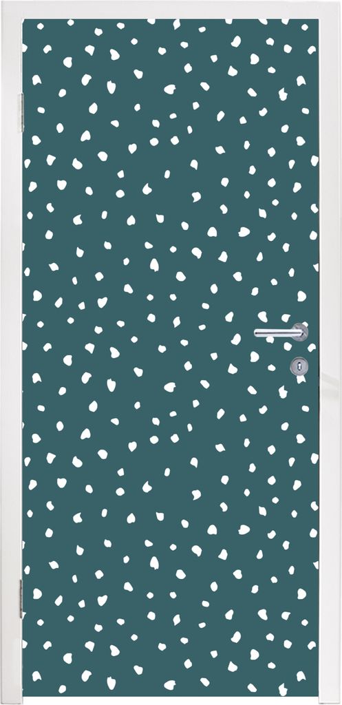 MuchoWow Türtapete Selbstklebende Türfolie Polka dots - Weiß - Grün 95x215 cm Türposter Türaufkleber Klebefolie Türklebefolie - Tür Tapet...