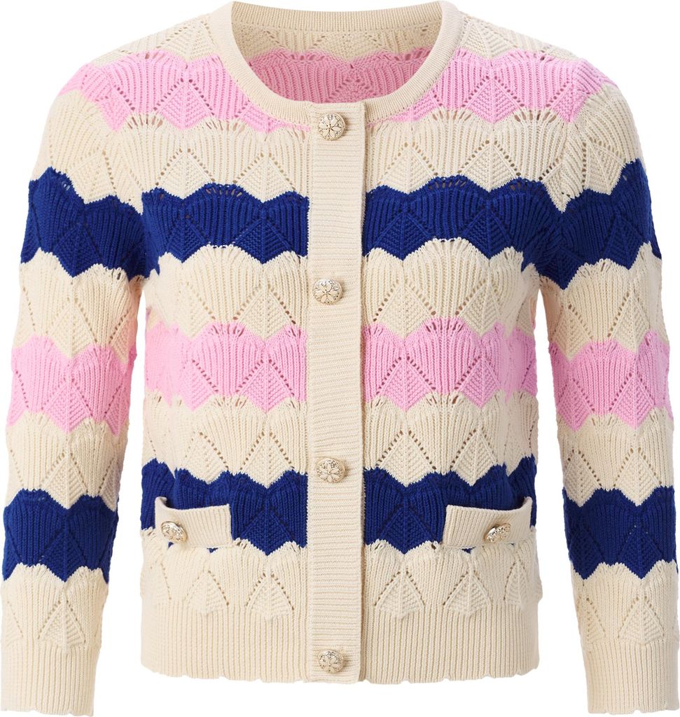 Rich & Royal (4) Striped Cardigan Ajour royal blue royal blue S