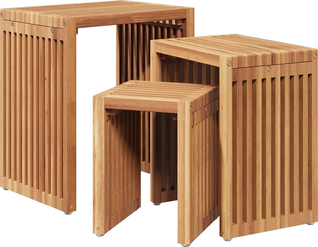 Möbel Garten Nest von Beistelltischen 3 Stück Massivholz Teak - Gartentische 42006351