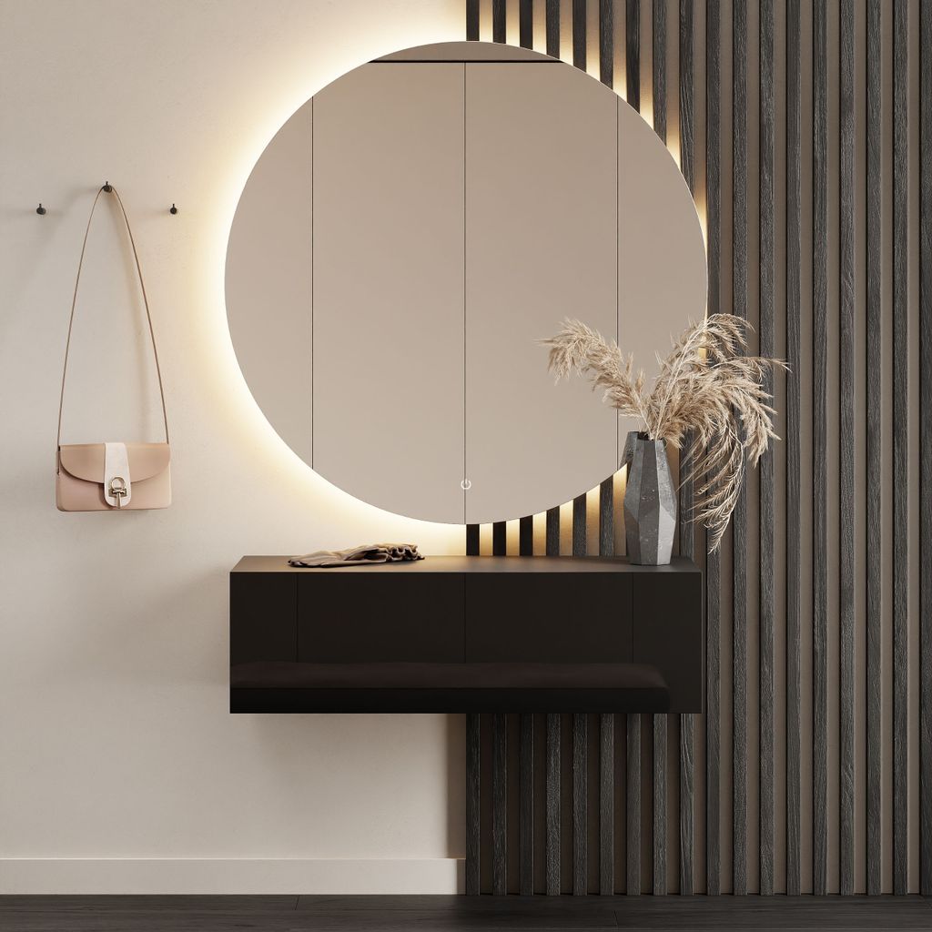 Planetmöbel Flur Möbel Garderobe Hängeschrank 1x 100 cm schwarz, Wandgarderobe hängend oder stehend