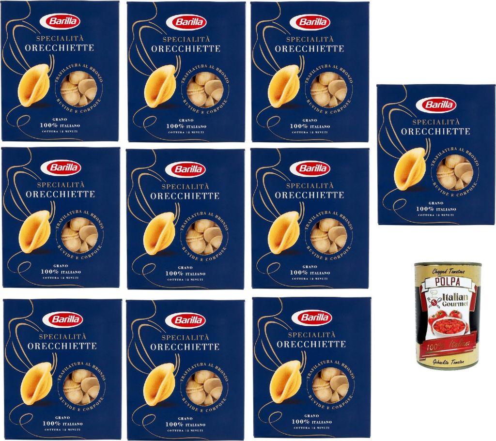 Pasta Barilla Specialità Orecchiette Pugliesi, 100% italienisch Nudeln 10x 500 g pack + Italian Gourmet polpa 400g